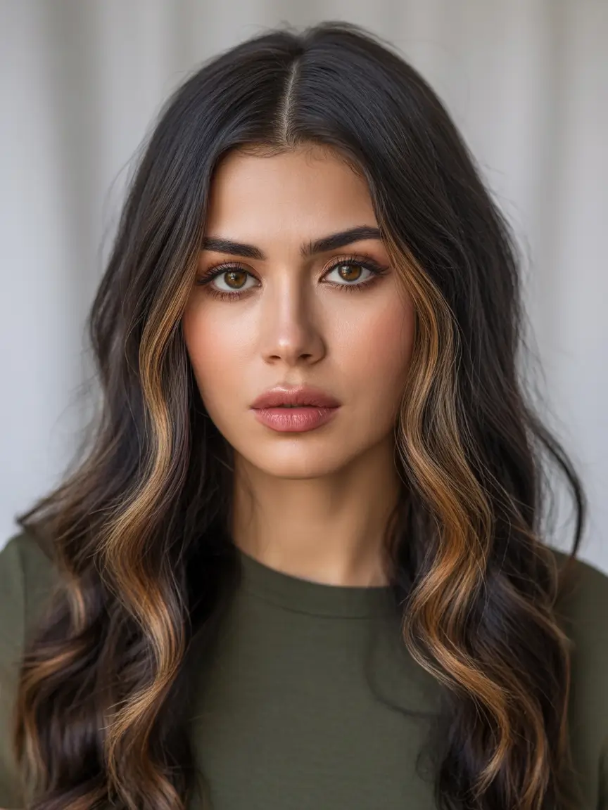 Balayage Hair Color for Winter 2025–2026 Soft Waves with Caramel Highlights