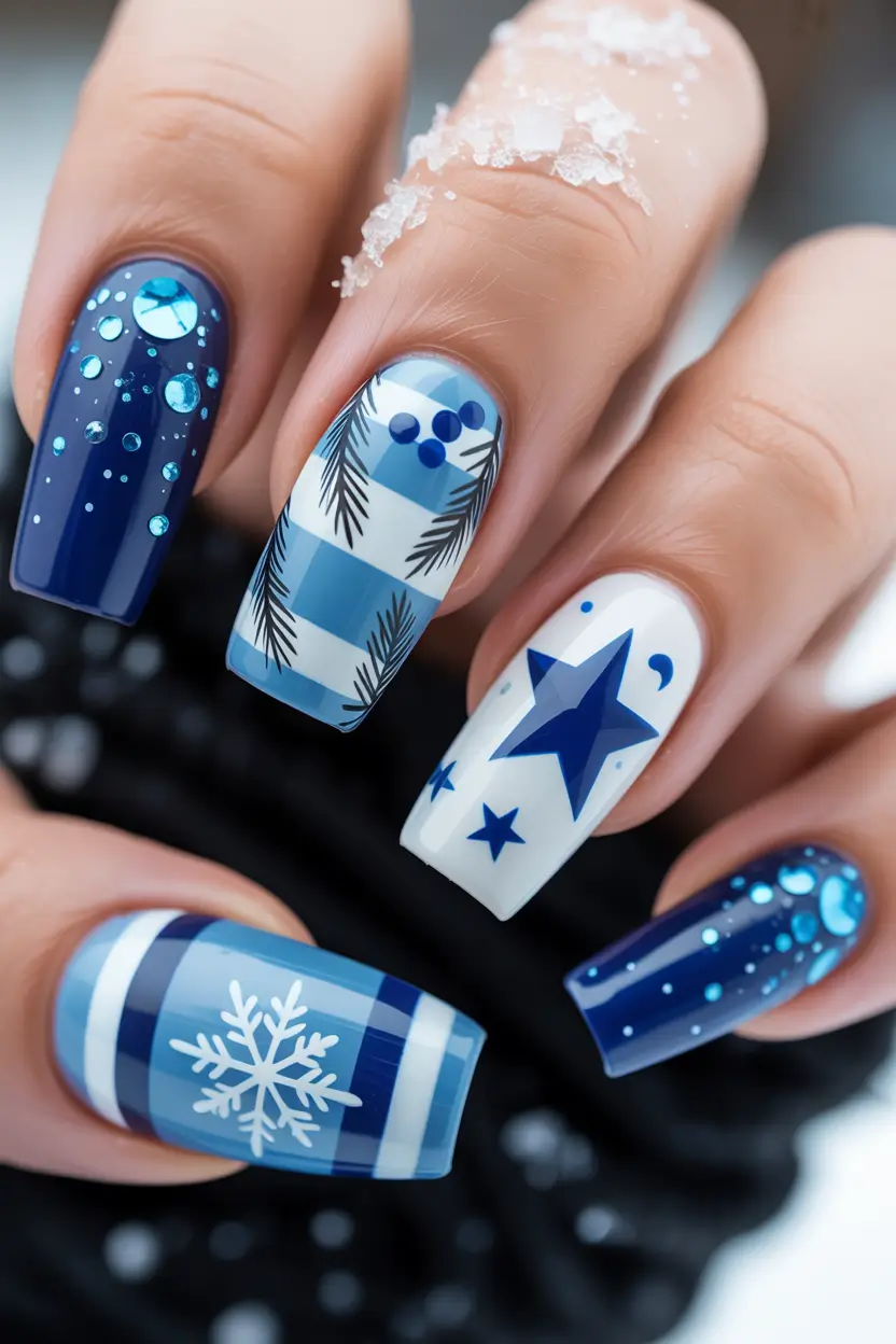 Best Blue Nails Christmas 2025 Blue Wonderland Mix