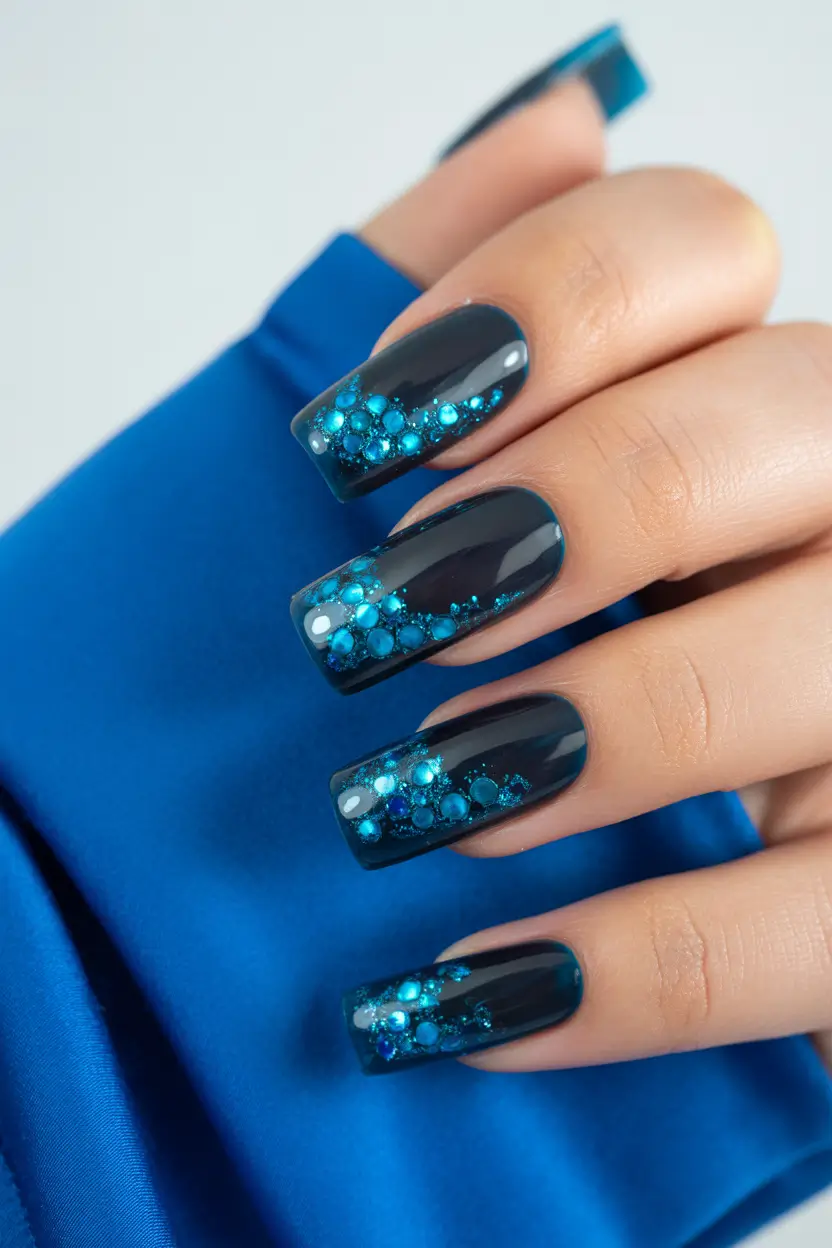 Best Blue Nails Christmas 2025 Frozen Depths