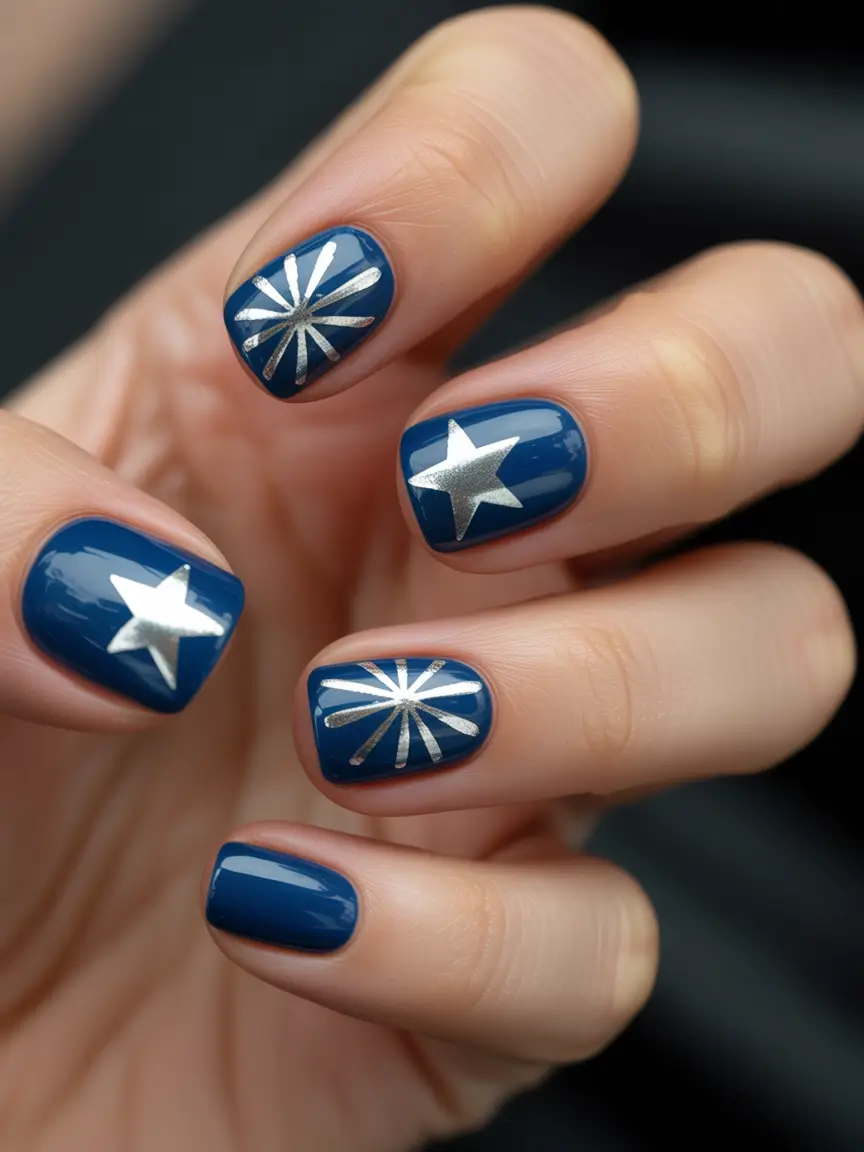 Best Blue Nails Christmas 2025 Celestial Burst