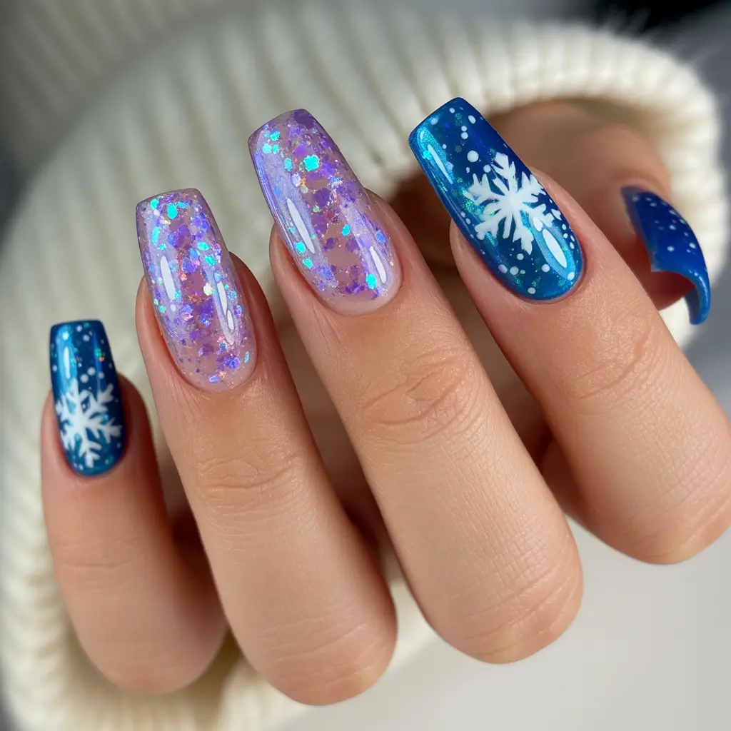 Best Blue Nails Christmas 2025 Aurora Frost