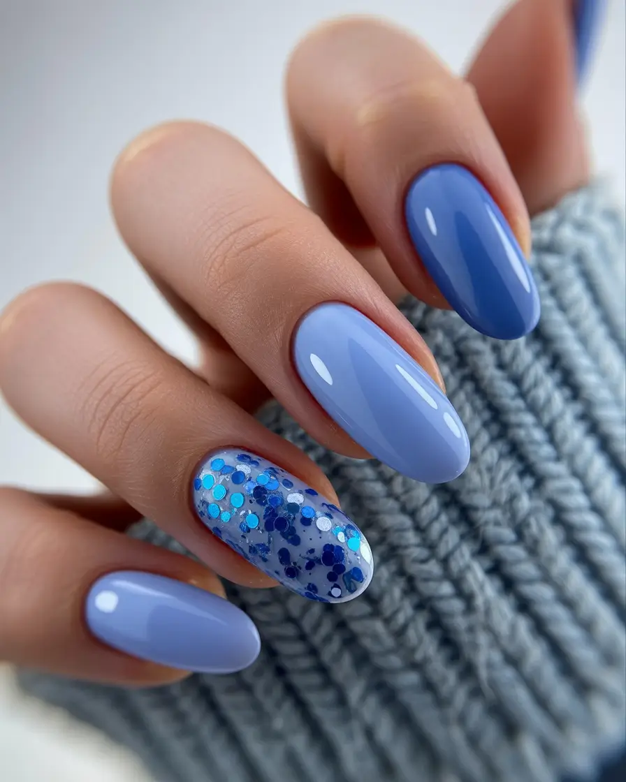 Best Blue Nails Christmas 2025 Blue Knit Sparkle