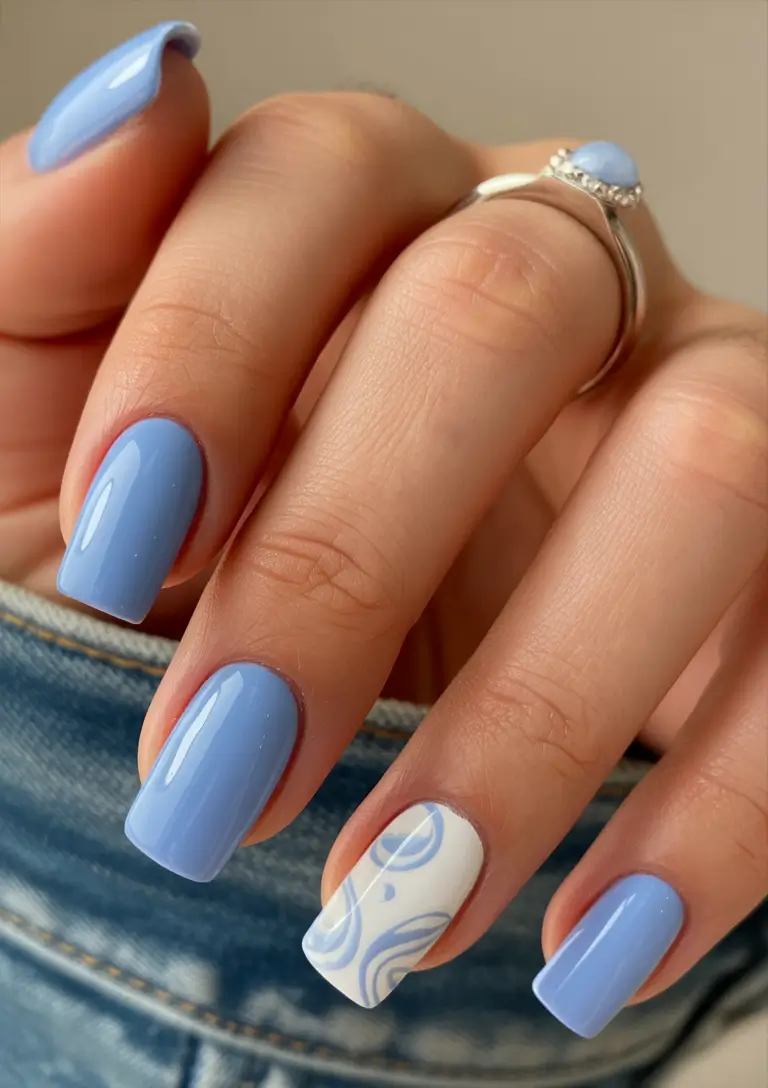 Best Blue Nails Christmas 2025 Winter Swirl