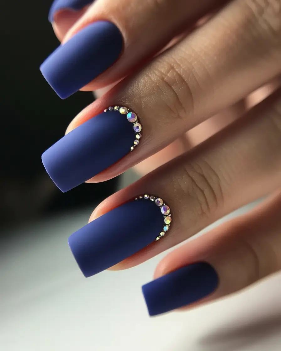 Best Blue Nails Christmas 2025 Midnight Matte Luxe