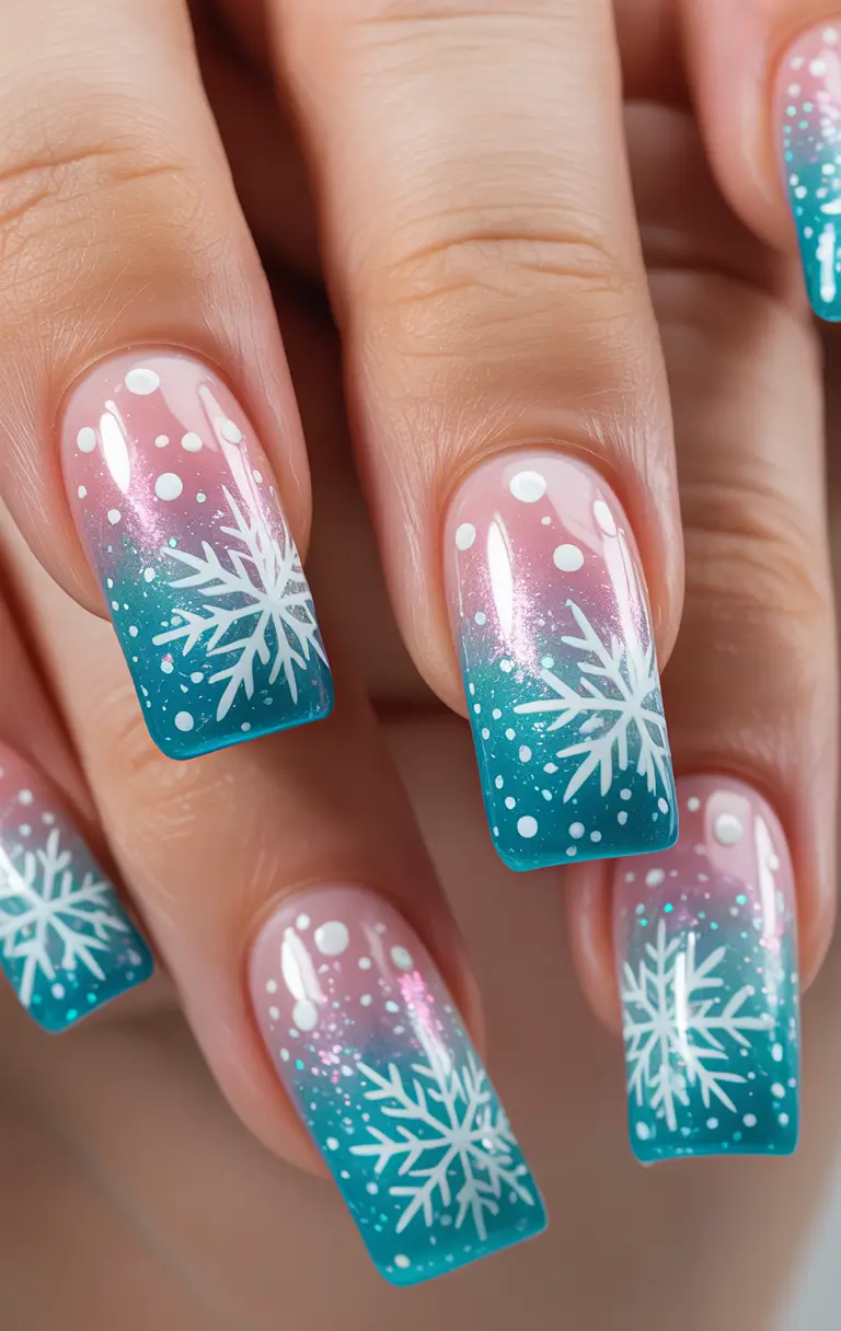 Best Blue Nails Christmas 2025 Arctic Aurora