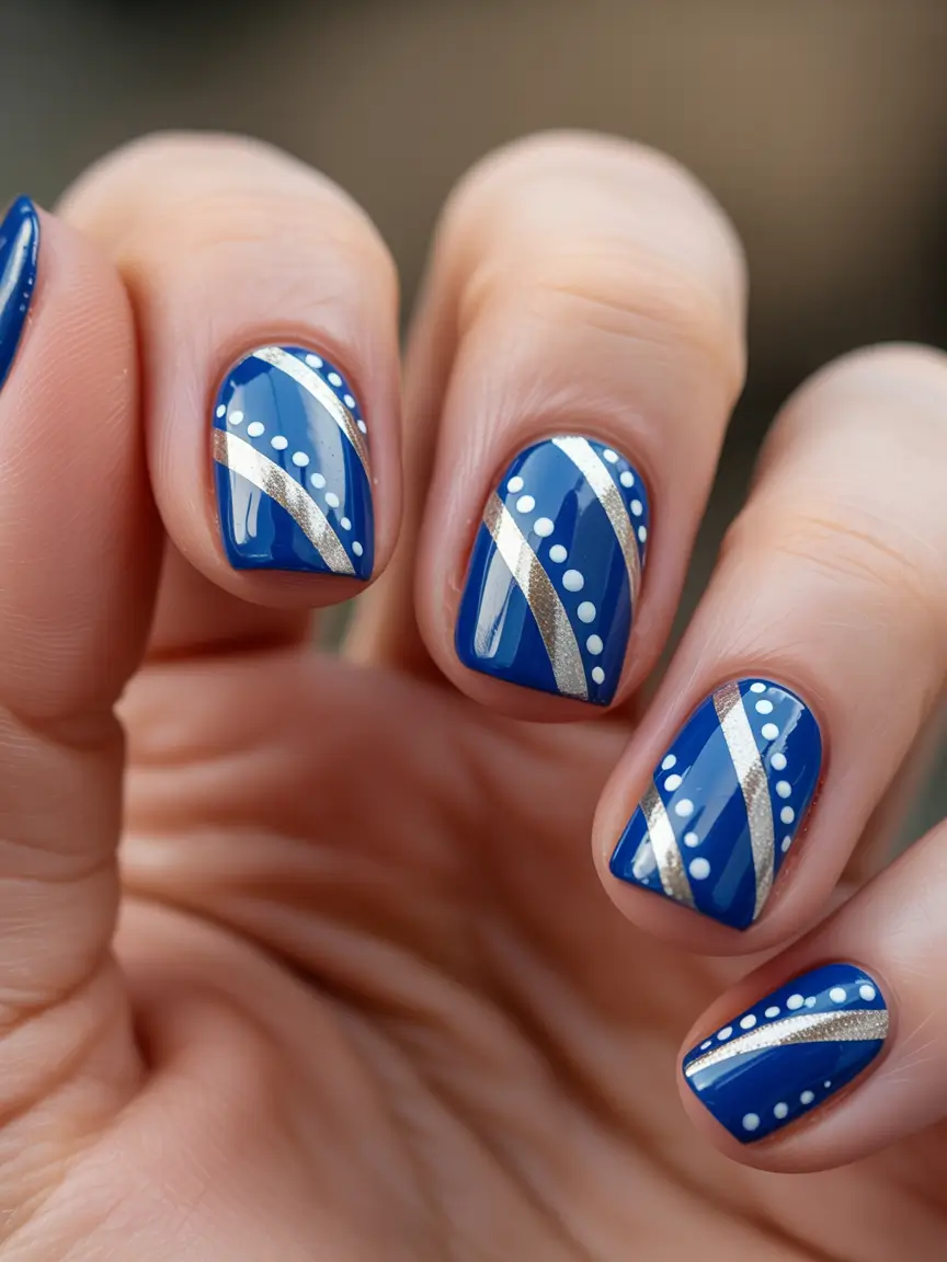 Best Blue Nails Christmas 2025 Snowfall Lines