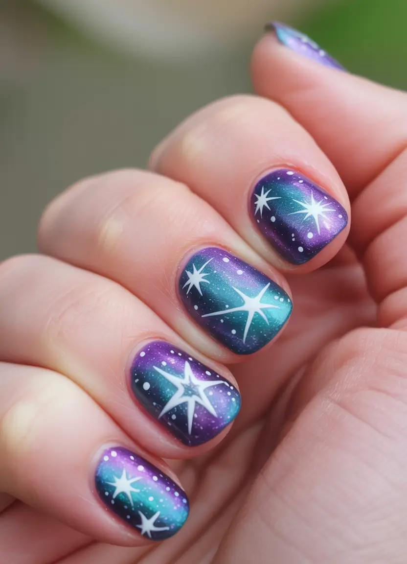Best Blue Nails Christmas 2025 Galaxy Dreams