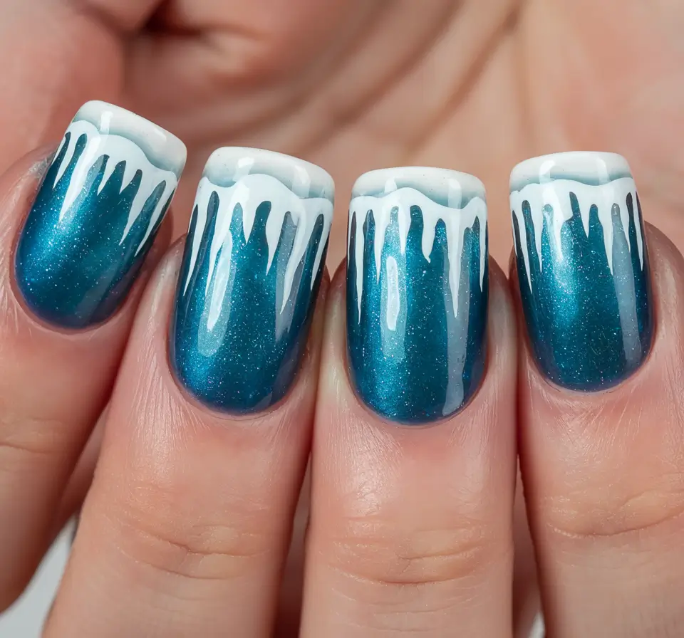 Best Blue Nails Winter 2025 / 2026 Frozen Drips