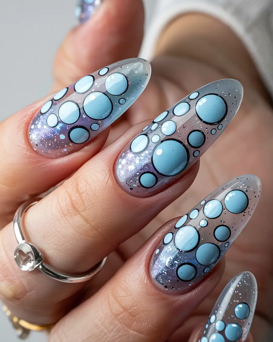 Best Blue Nails Winter 2025 / 2026 Frozen Bubble Art