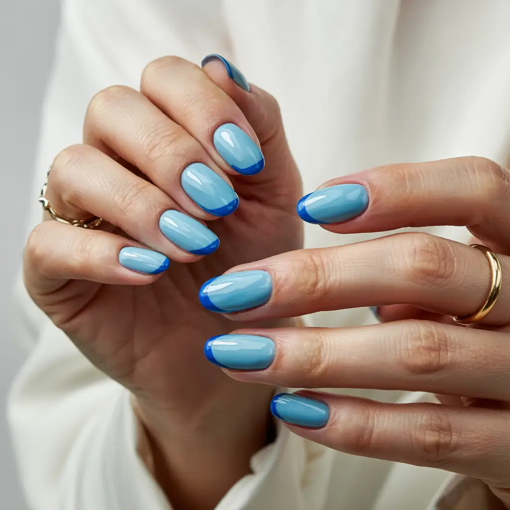 Best Blue Nails Winter 2025 / 2026 Frost-Tipped Minimalist
