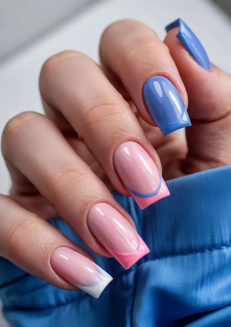 Best Blue Nails Winter 2025 / 2026 Colorblocked Chill