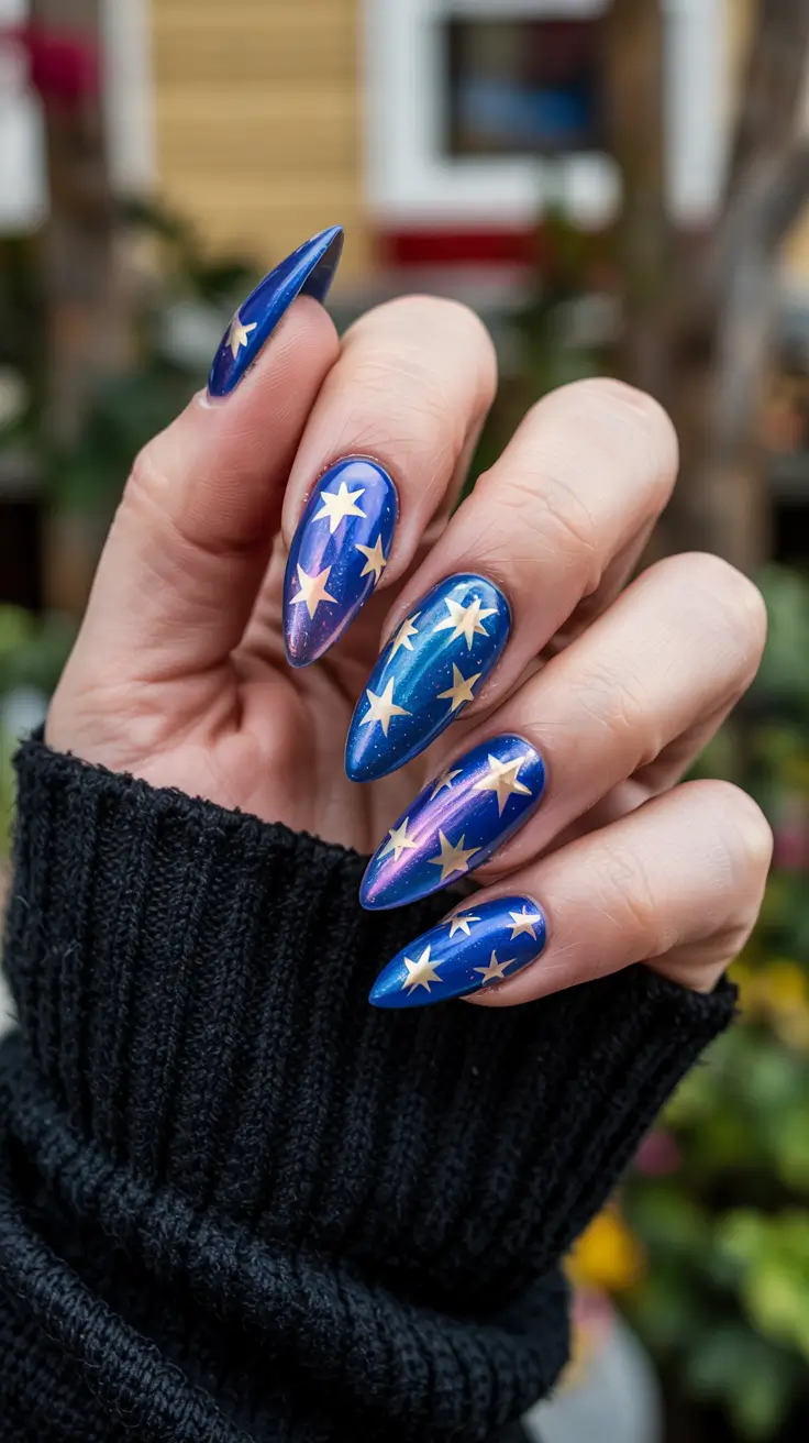 Best Blue Nails Winter 2025 / 2026 Celestial Star Power