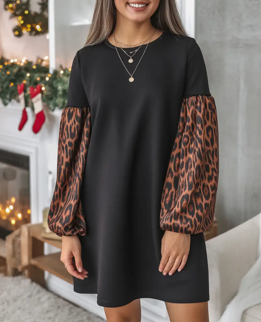 Best Christmas Party Outfits 2025 Leopard Detail for a Casual Holiday Gathering