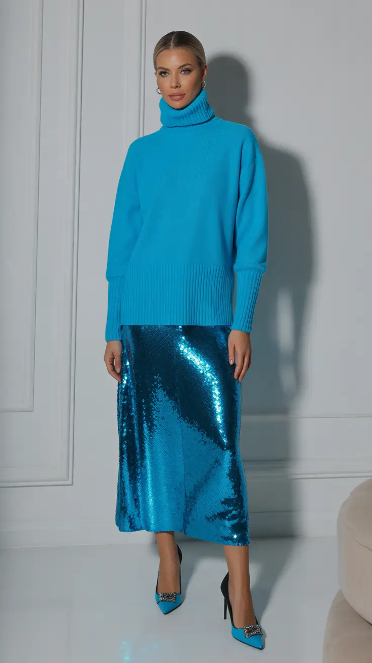 Best Christmas Party Outfits 2025 Electric Blue Sparkle for a Fancy Company Party
