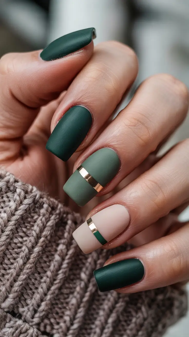 Best Simple Winter Nail Looks 2025–2026 – Forest Green Balance