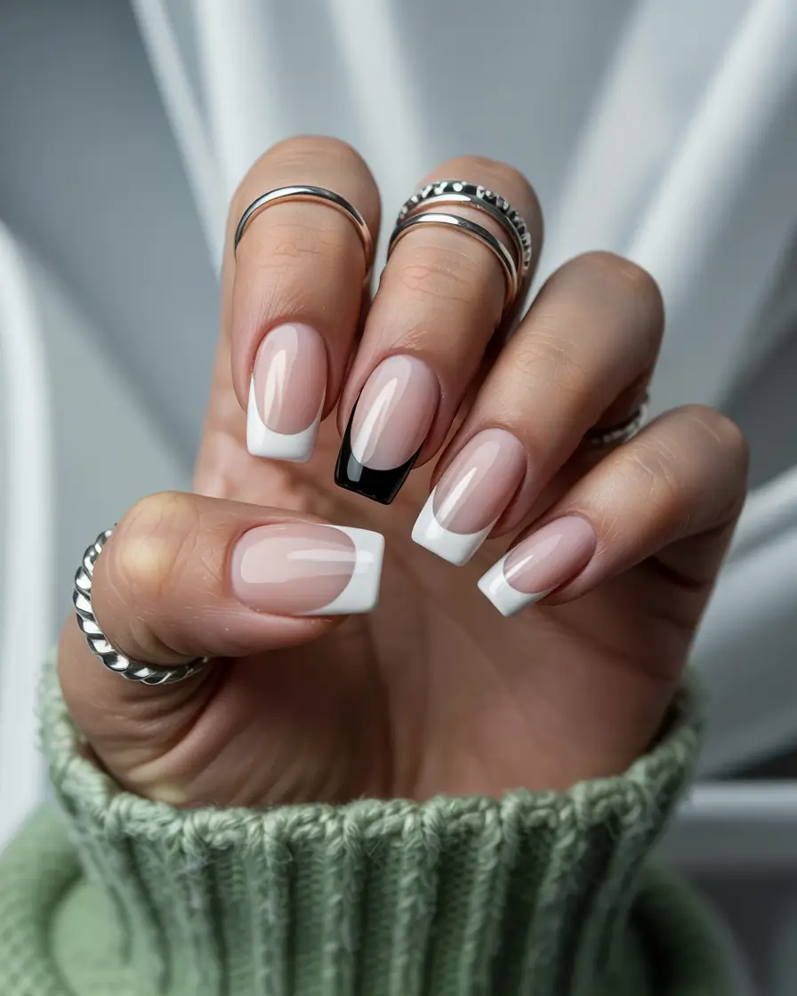 Best Simple Winter Nail Looks 2025–2026 – Modern French Contrast
