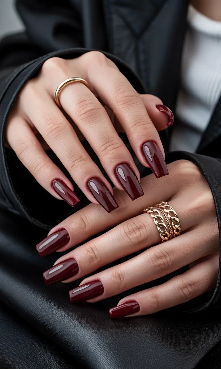 Best Simple Winter Nail Looks 2025–2026 – Deep Merlot Glam