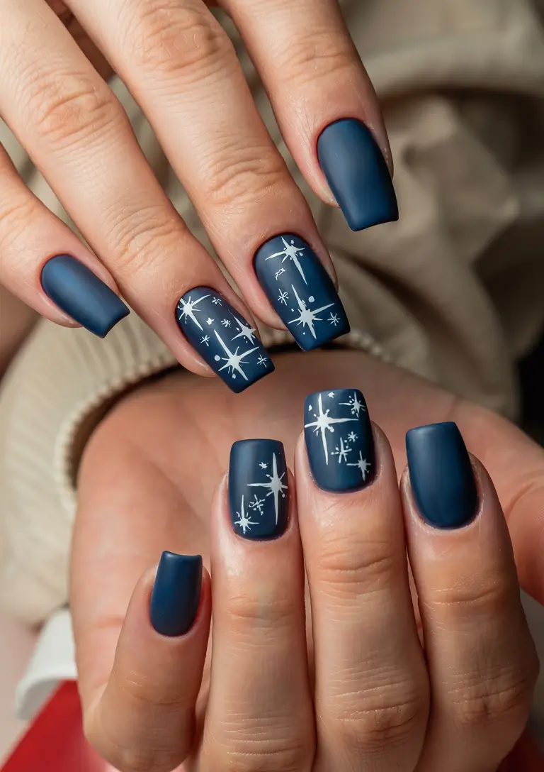 Best Simple Winter Nail Looks 2025–2026 – Starry Midnight Blue