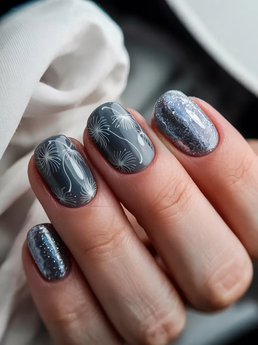 Best Simple Winter Nail Looks 2025–2026 – Frosted Charcoal Fireworks