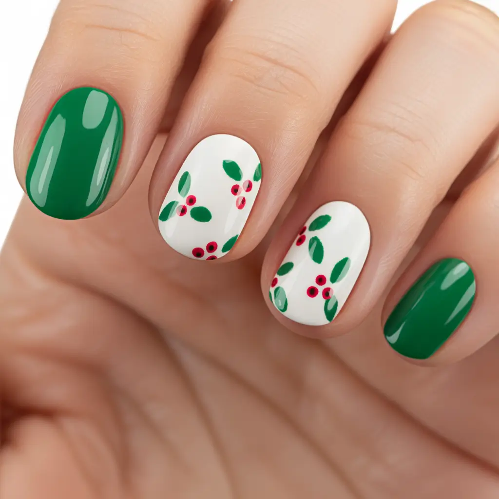 Chic Christmas Nails 2025 Classic Holly Charm