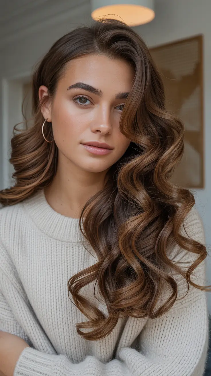 Chic Deep Winter Hair Color Ideas 2025–2026 Chocolate Caramel Curls