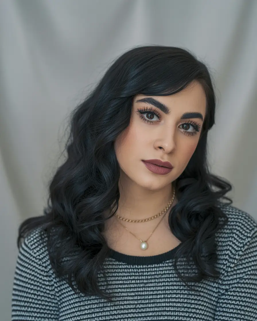 Chic Deep Winter Hair Color Ideas 2025–2026 Midnight Brunette Curls