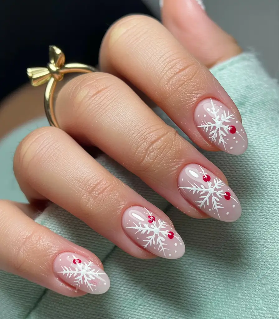Christmas Acrylic Nails 2025 Snowflake Kiss Acrylics