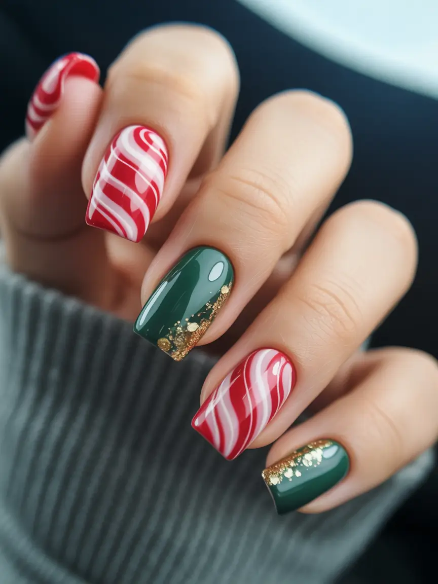 Christmas Nail Art 2025 Candy Cane Glam