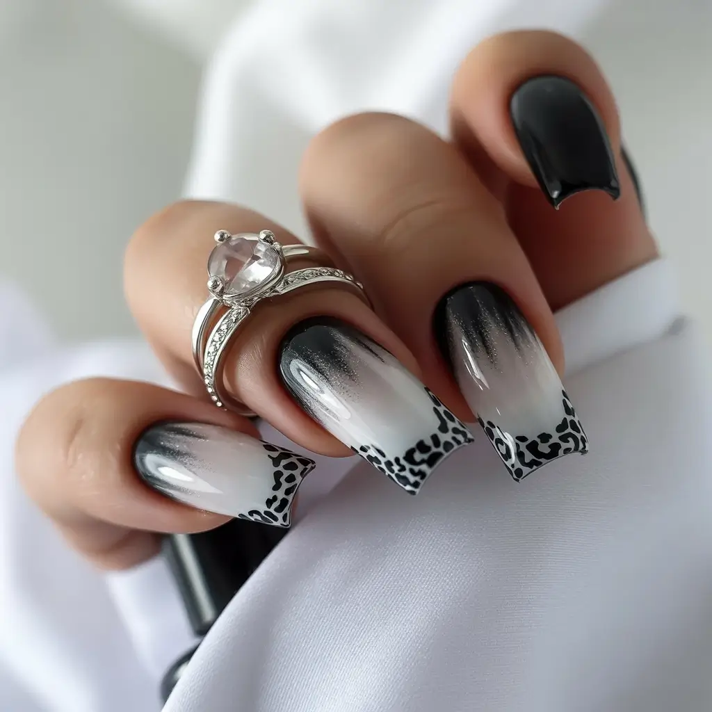 Christmas Nail Color Trends 2025 Snow Leopard Frost