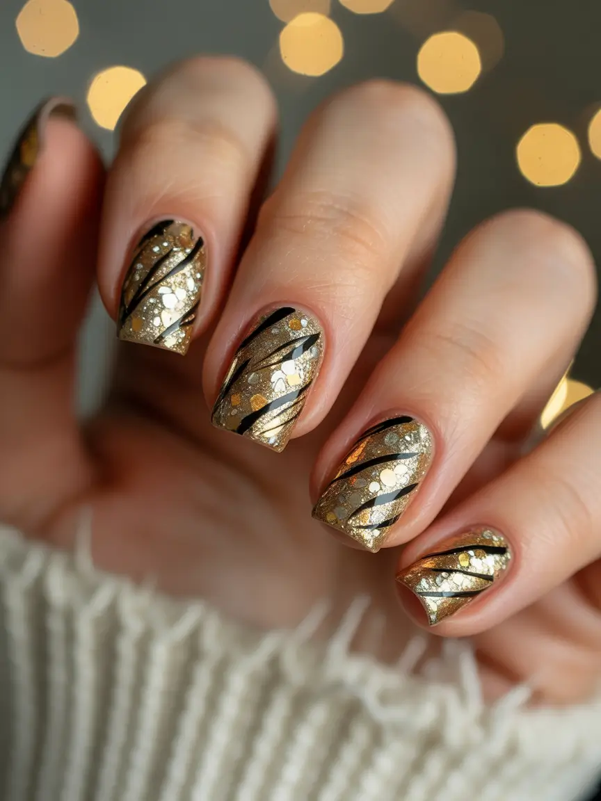 Christmas Nail Color Trends 2025 Muted Geometric Chic