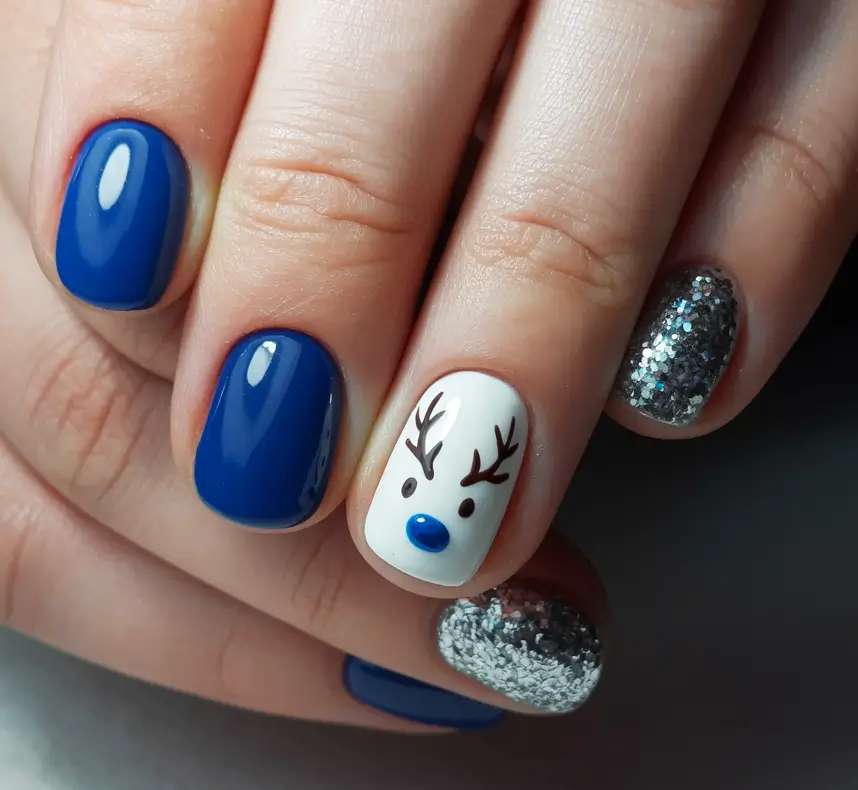 Christmas Nail Color Trends 2025 Frosted Blue Joy