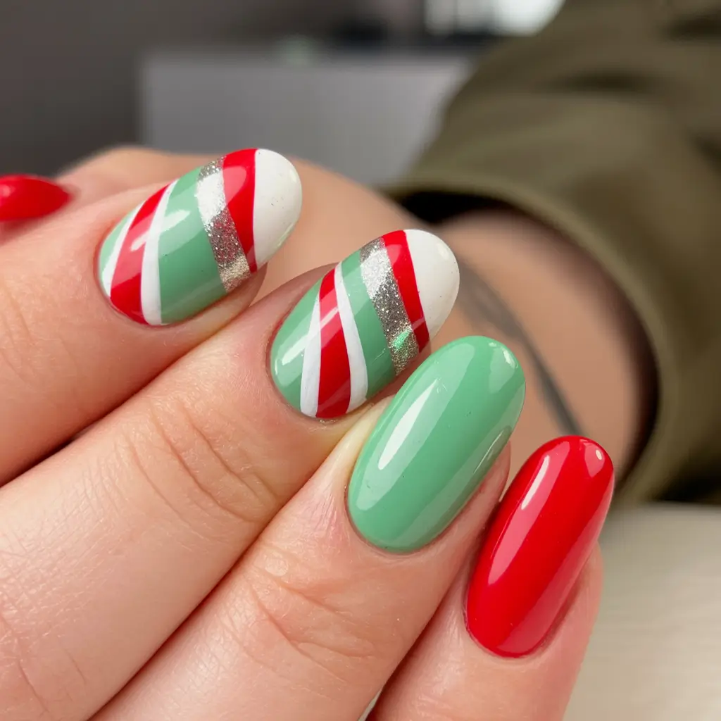 Christmas Nail Color Trends 2025 Candy Cane Whispers