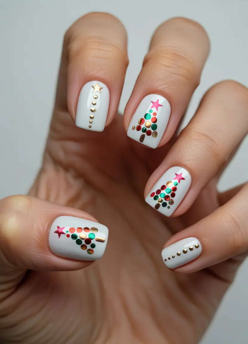 Christmas Nail Color Trends 2025 Minimalist Christmas Trees