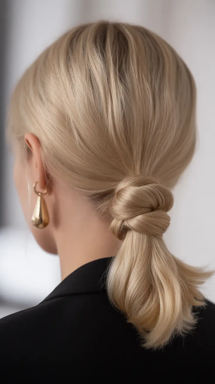 Christmas Party Hairstyles Trends 2025 Knotted Low Ponytail