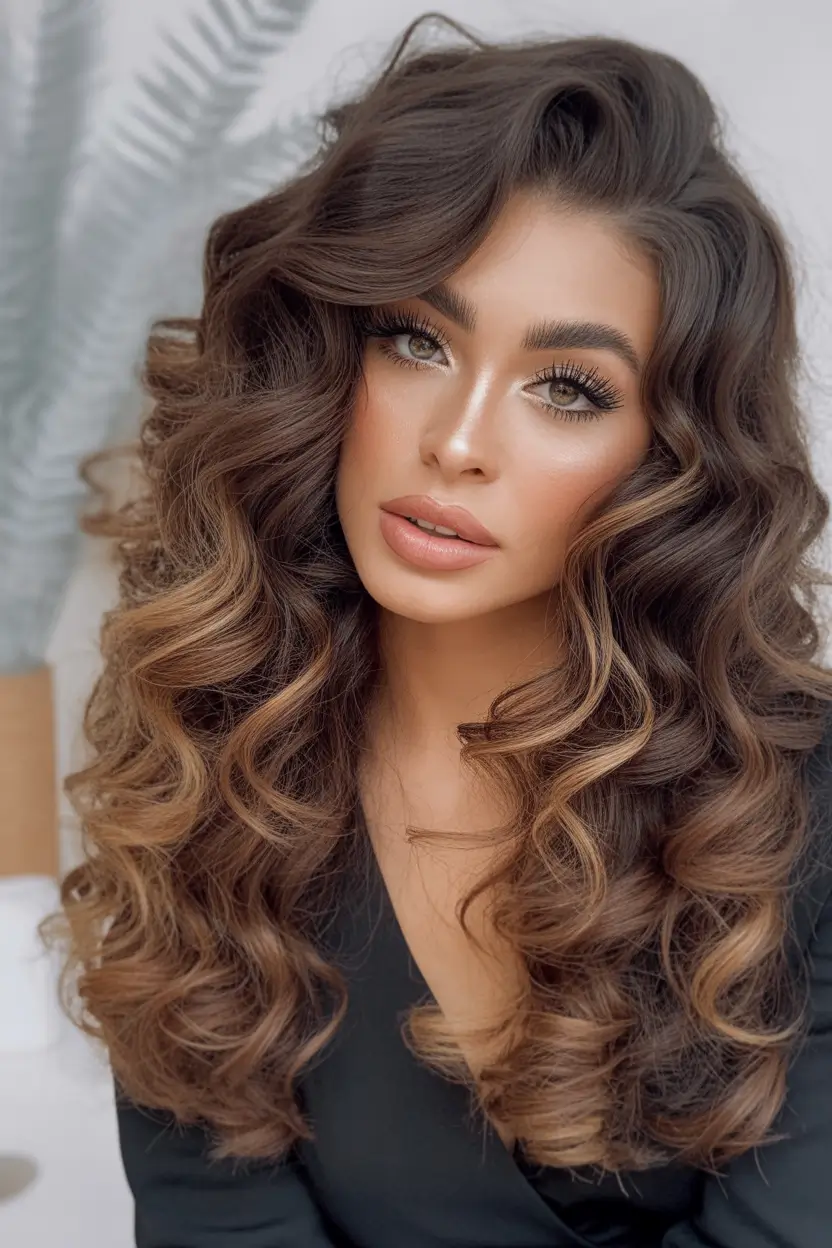 Christmas Party Hairstyles Trends 2025 Long Voluminous Curls