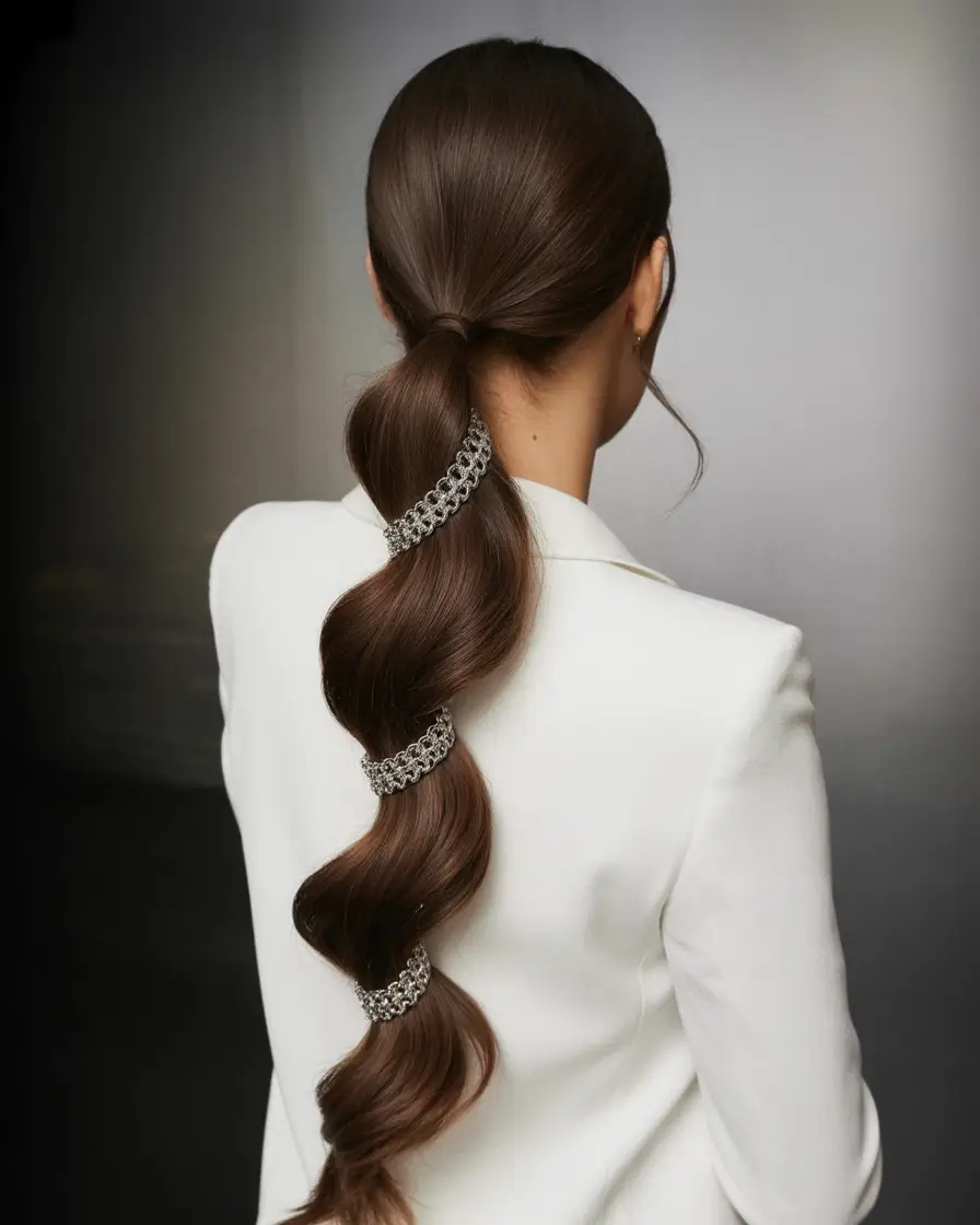 Christmas Party Hairstyles Trends 2025 Bubble Ponytail Crystal Rings