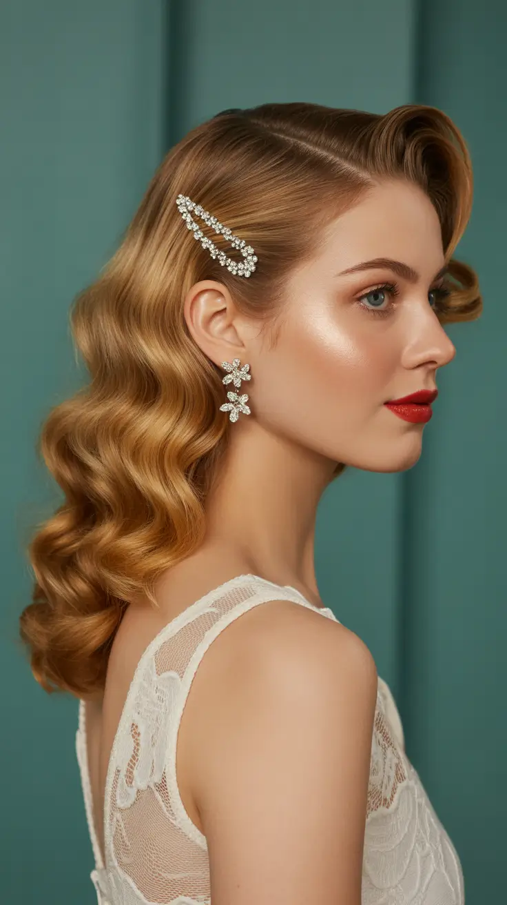 Christmas Party Hairstyles Trends 2025 Golden Waves Barrettes