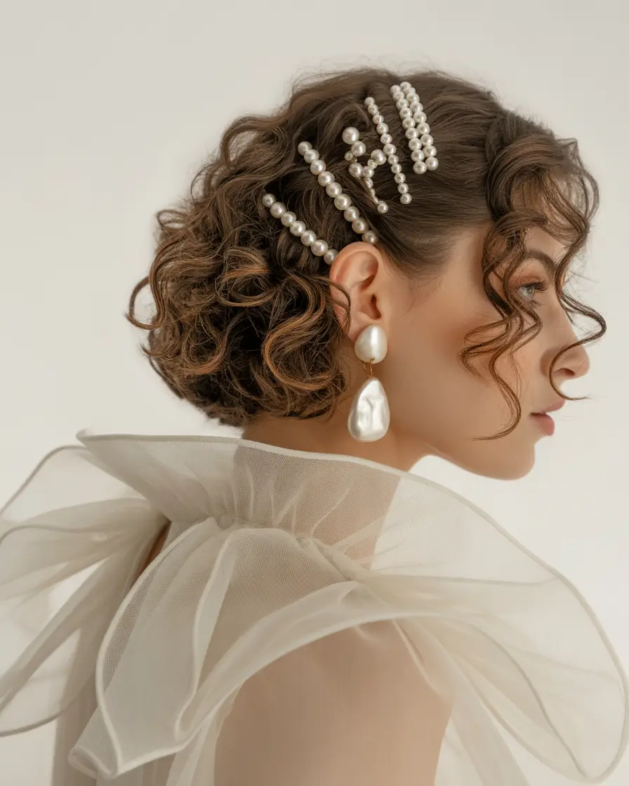 Christmas Party Hairstyles Trends 2025 Curly Bob Pearls
