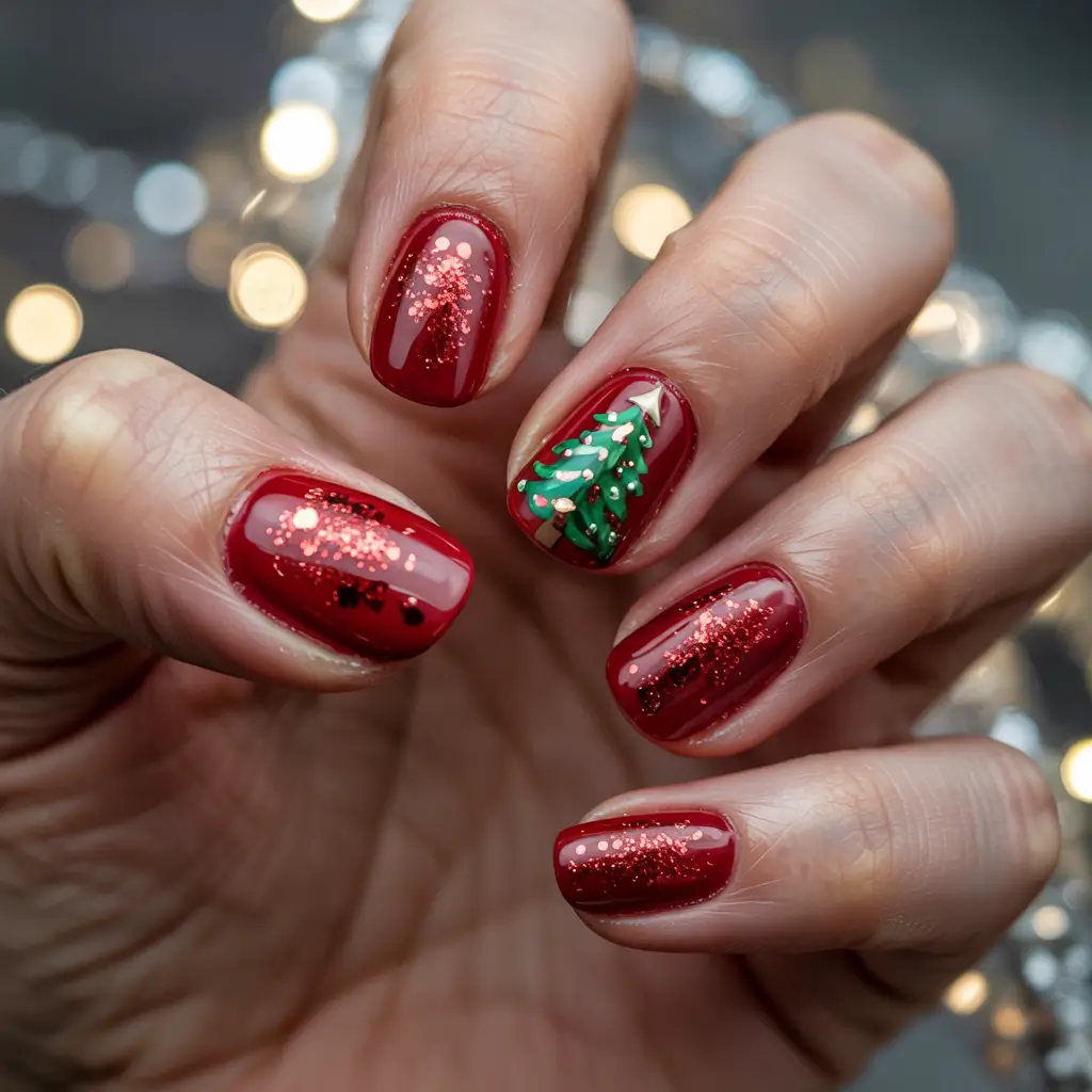 Christmas Tree Nails 2025 Classic Holiday Glow