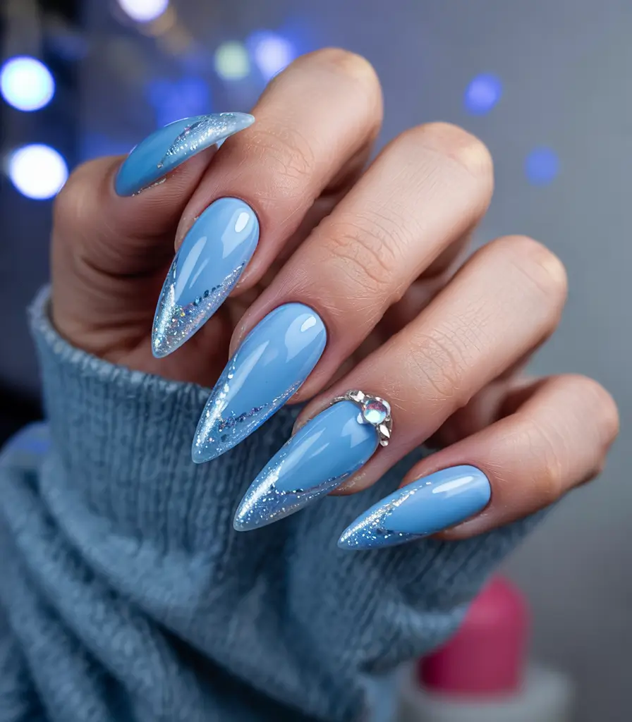 classy winter nails ideas 2025 2026 Frosted Ice Queen