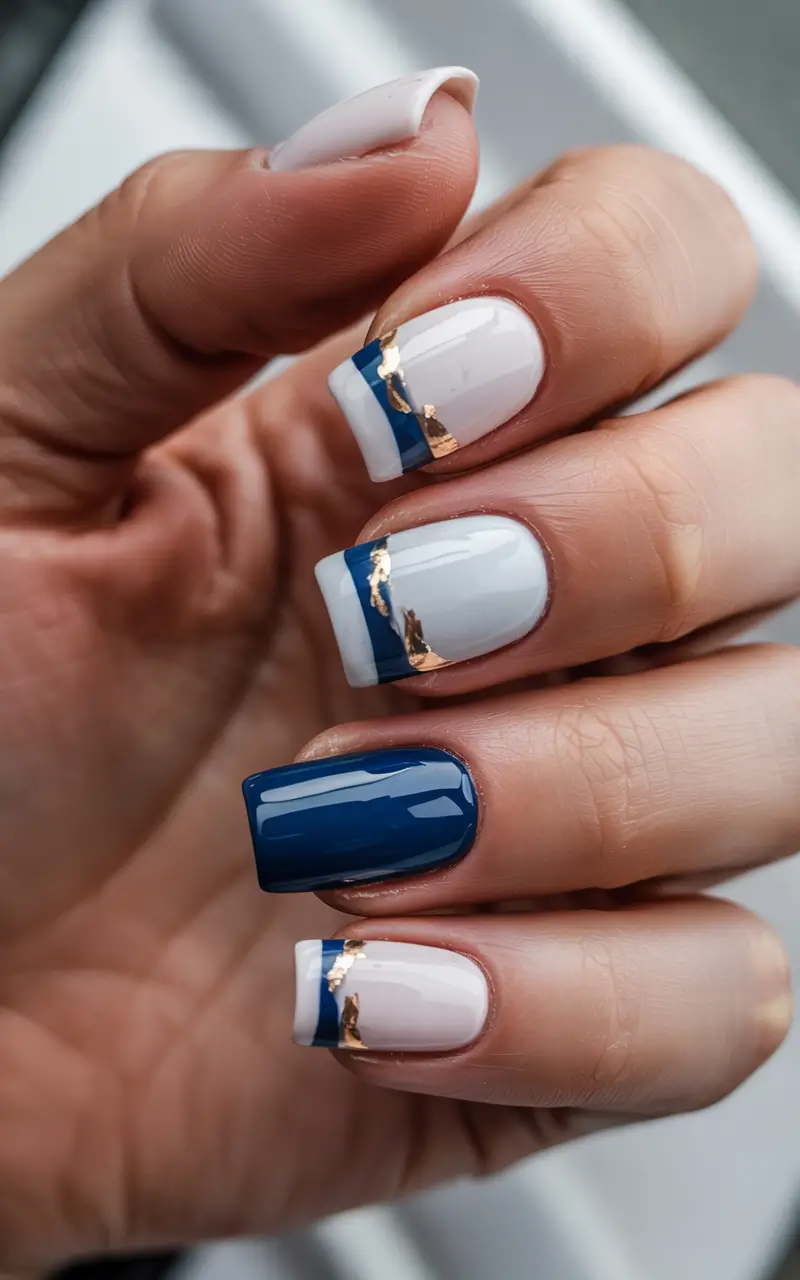 classy winter nails ideas 2025 2026 Winter Navy French