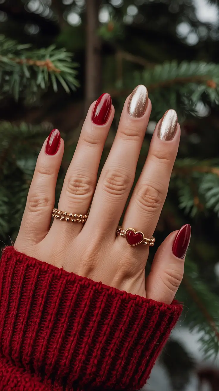 classy winter nails ideas 2025 2026 Gilded Cranberry
