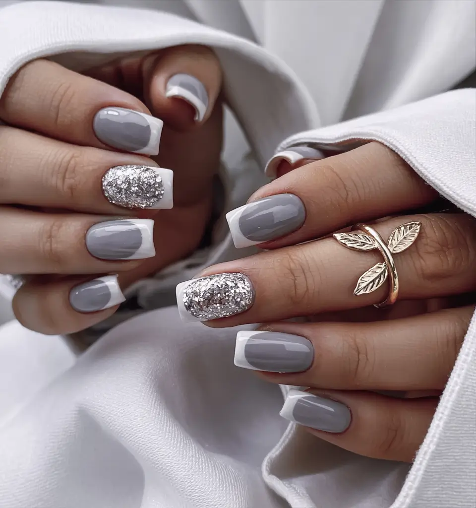 classy winter nails ideas 2025 2026 Frosted French Glam
