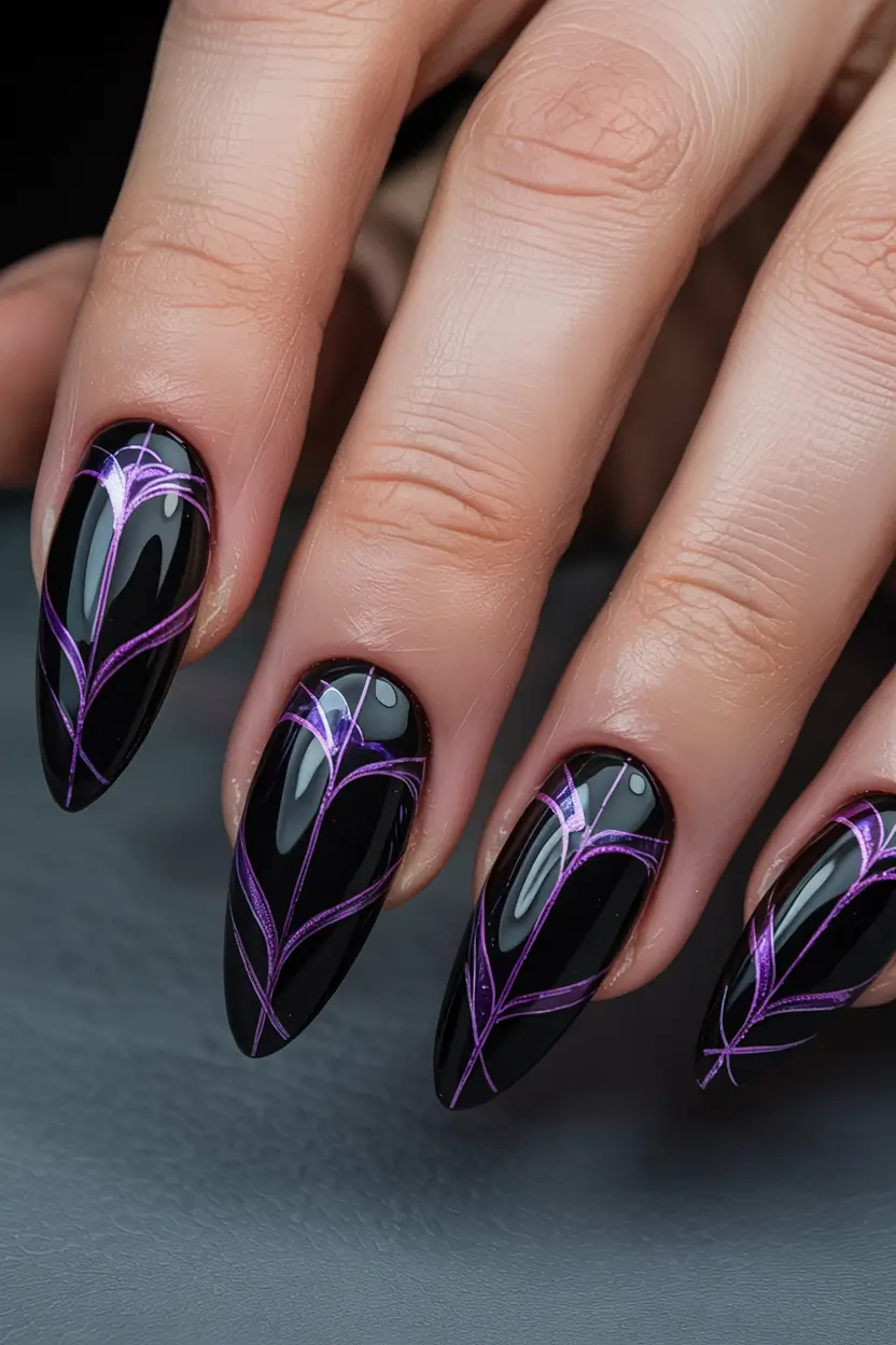 classy winter nails ideas 2025 2026 Amethyst Veins