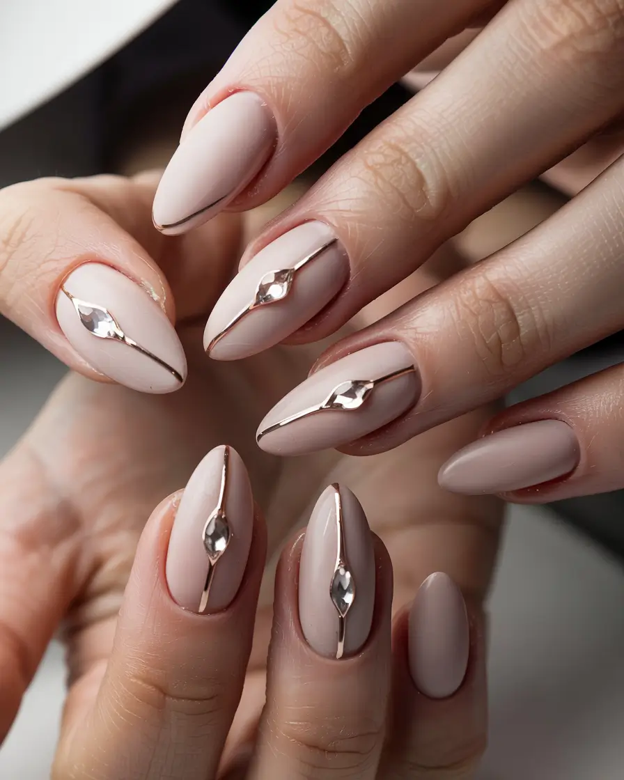 classy winter nails ideas 2025 2026 Champagne Elegance