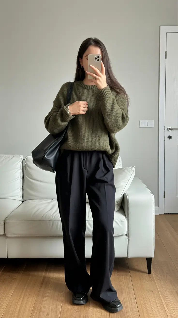 Cozy Outfits to Wear in December 2025 Minimalist Green and Black Ease