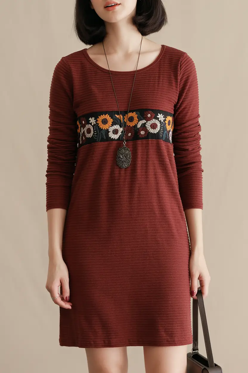 Cozy Outfits to Wear in December 2025 Rust and Embroidered Charm