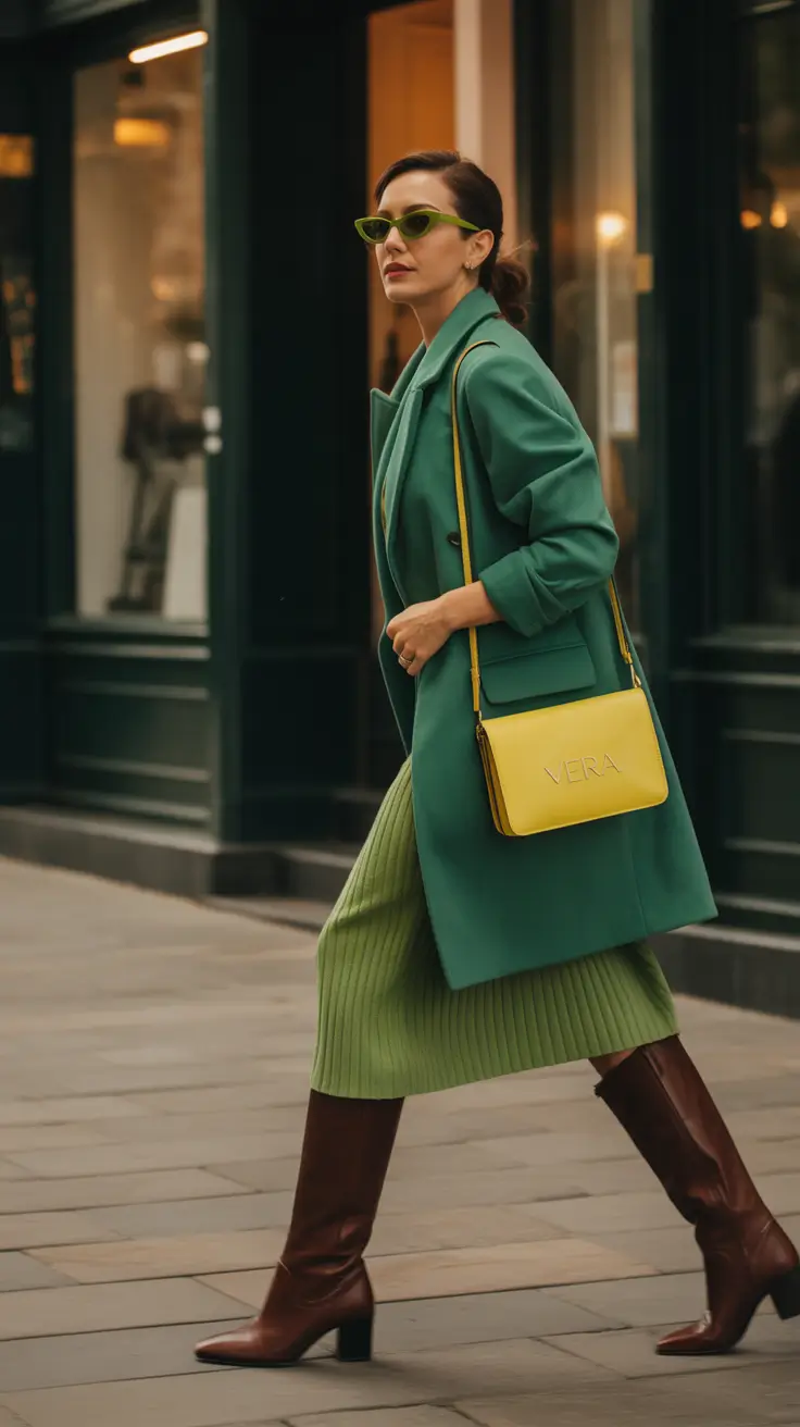 Cozy Outfits to Wear in November 2025 Green Monochrome Energy