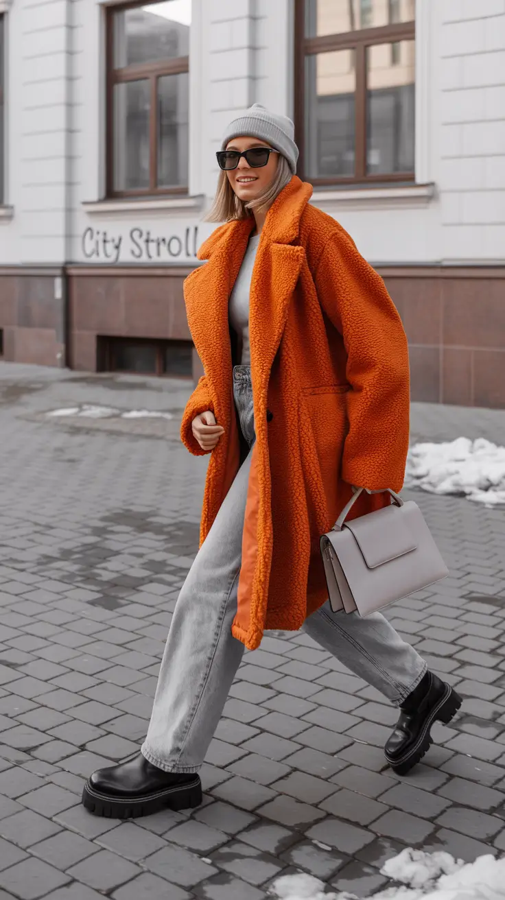 Cozy Outfits to Wear in November 2025 Orange Teddy Glow