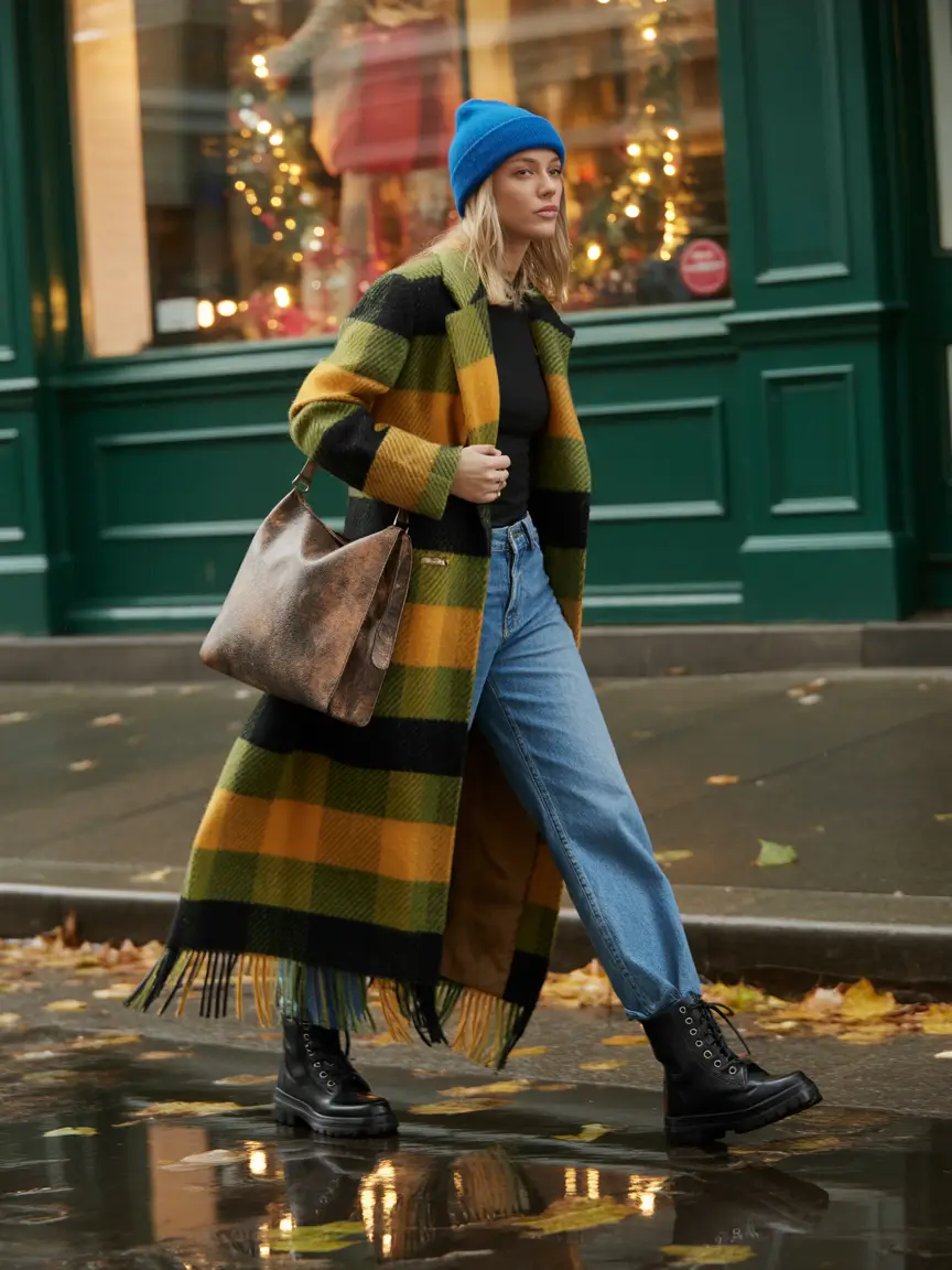 Cozy Outfits to Wear in November 2025 Checks and Colors